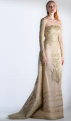 Saiid Kobeisy - 3409 Long Sleeve Embroidered Back Paneled Gown