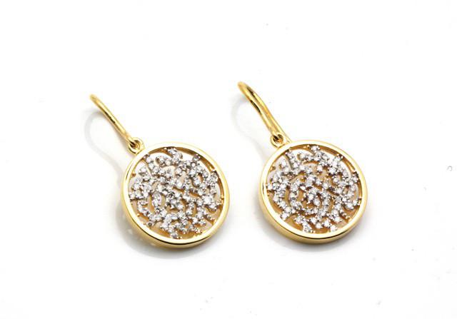 Tresor Collection - Signature Logo Earrings In 15mm With Diamond In 18k Yellow Gold