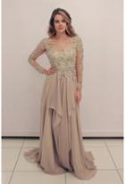 Terani Couture - 1713m3494 Embellished Sheer Bateau A-line Dress
