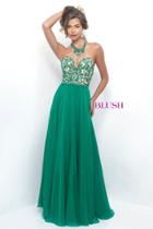 Blush - Floridly Ornate High Illusion A-line Gown 11311