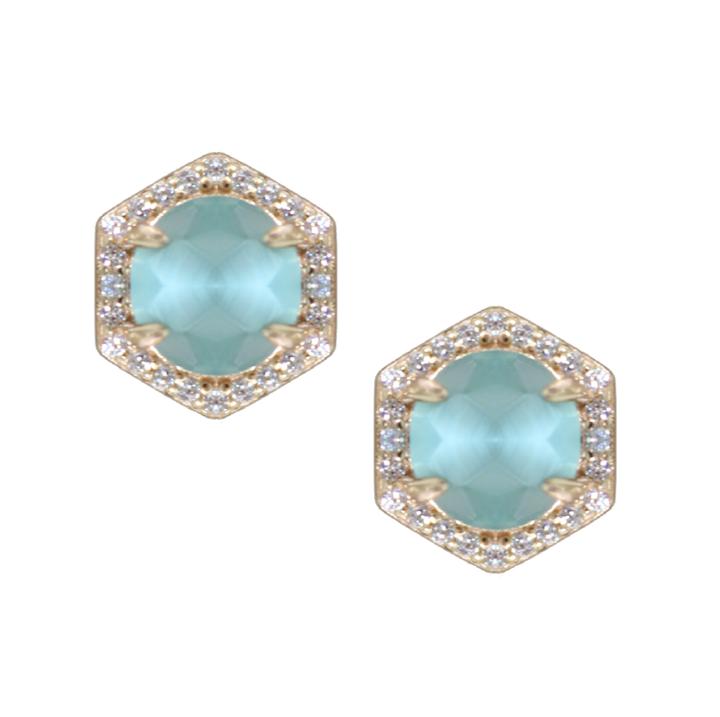 Rachael Ryen - Hexagon Pave Studs - Aqua
