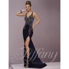 Tiffany Designs - Mesmeric Beaded V-neck Jersey Dress 46077