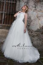 Milano Formals - Aa9327 Embellished Lace Bateau Wedding Gown