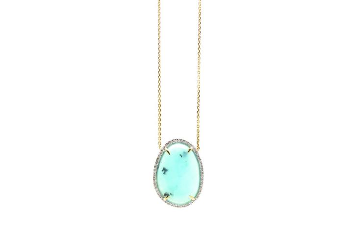 Tresor Collection - 18k Yellow Gold Necklace With Peruvian Opal & Diamond