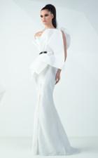 Mnm Couture - Asymmetric Neck Trumpet Dress G0715