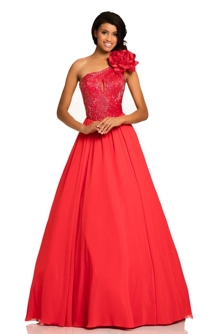Johnathan Kayne - 8019 Beaded One Shoulder Chiffon A-line Dress
