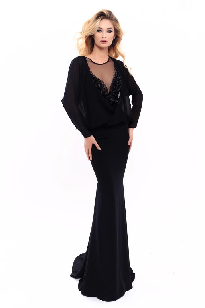 Tarik Ediz - 93304 Beaded Illusion Neckline Sheath Gown