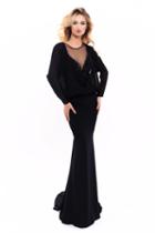 Tarik Ediz - 93304 Beaded Illusion Neckline Sheath Gown
