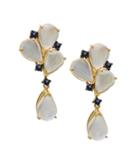 Tresor Collection - Rainbow Moonstone And Blue Sapphire Earring In 18k Yellow Gold