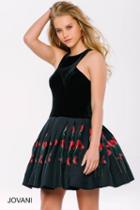 Jovani - Sleeveless Short Dress With Pleated Skirt 41219