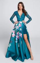 Ellie Wilde - Ew21747 Long Sleeves Lace Floral A Line Gown