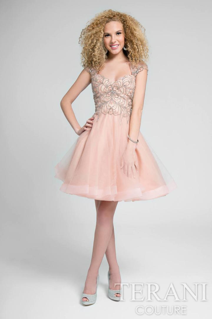 Terani Prom - Gorgeous Embellished Queen Anne Neck Short A-line Dress 1711p2230