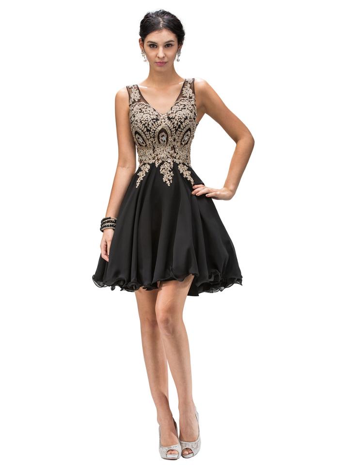 Captivating Embroidered V-neck Chiffon A-line Dress