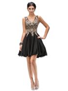 Captivating Embroidered V-neck Chiffon A-line Dress