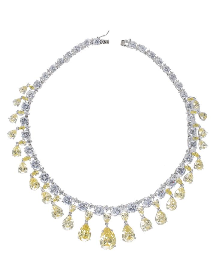Cz By Kenneth Jay Lane - Canary Yellow Vanderbilt Necklace