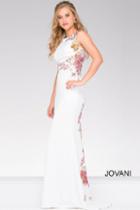 Jovani - Sheer Back Embroidered Prom Dress 33679