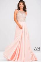 Jovani - Crystal-speckled Bateau Illusion A-line Gown Jvn27809