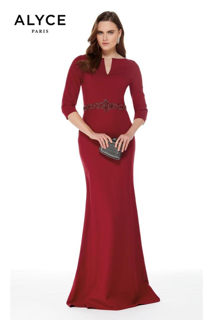 Alyce Paris - 27007 Quarter Length Sleeves Sheath Evening Gown