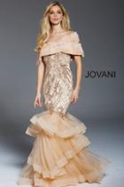 Jovani - 48729 Embellished Fitted Tiered Mermaid Dress