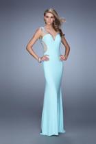 Gigi - 21413 Embellished V-neck Jersey Dress