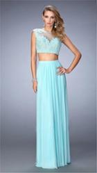 La Femme - 22110 Sheered And Laced Two-piece Evening Gown