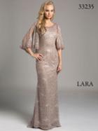 Lara Dresses - Ornate Caped Bateau Sheath Longevening Gown 33235