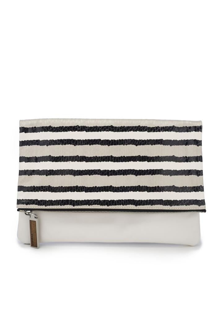 August Handbags - The Ravello - Taupe Watersnake Stripe