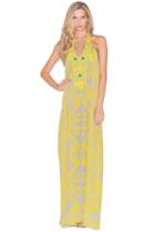 Caffe Swimwear - Long Halter Embellished Dress In Yellow