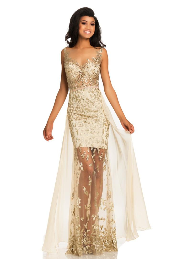 Johnathan Kayne - 8084 Embroidered Mesh Gown With Detachable Skirt