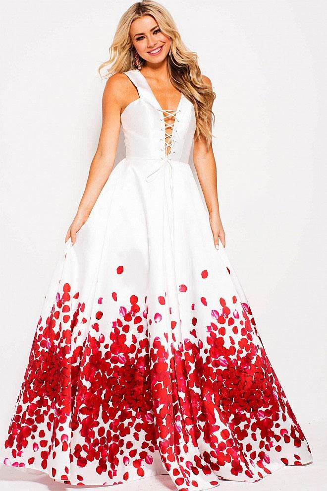 Jovani - Jvn59187 Sleeveless Plunging Neck Lace Up Ballgown