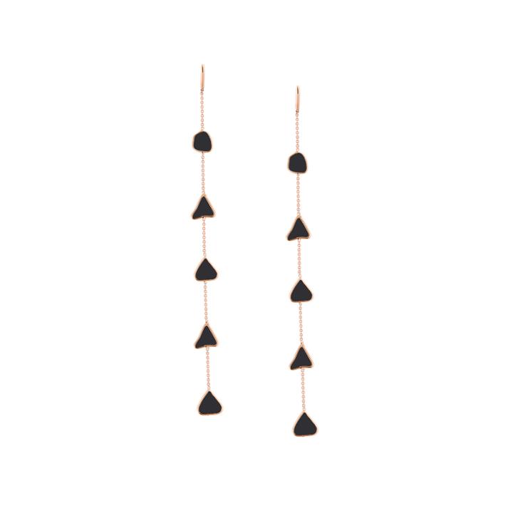 Tresor Collection - Organic Black Diamond Slice Earrings In 18k Rose Gold