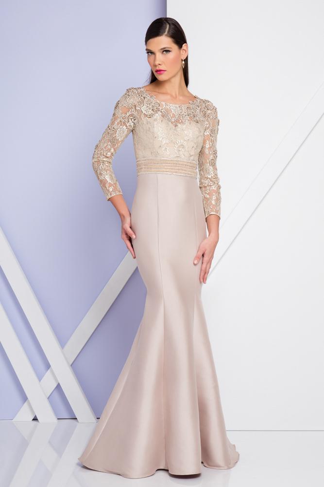 Terani Couture - 1723m4407 Long Sleeve Lace Illusion Evening Dress