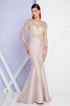 Terani Couture - 1723m4407 Long Sleeve Lace Illusion Evening Dress