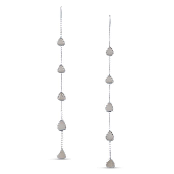 Tresor Collection - Organic Diamond Slice Earrings In 18k White Gold