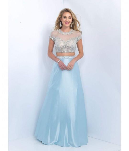 Intrigue - Illusion Jewel Neckline Two-piece A-line Dress 155