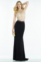 Alyce Paris - 6589 Two Piece Lattice Beadwork Jersey Sheath Dress