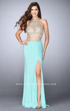 Gigi - Beaded Halter Crop Top And Long Jersey Skirt Prom Dress 23853