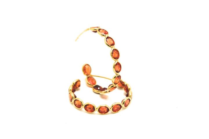 Tresor Collection - Orange Sapphire Hoop Earrings In 18k Yellow Gold 1585482820