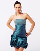 Blush - Glittering Strapless Rosette Mini Party Dress 9083