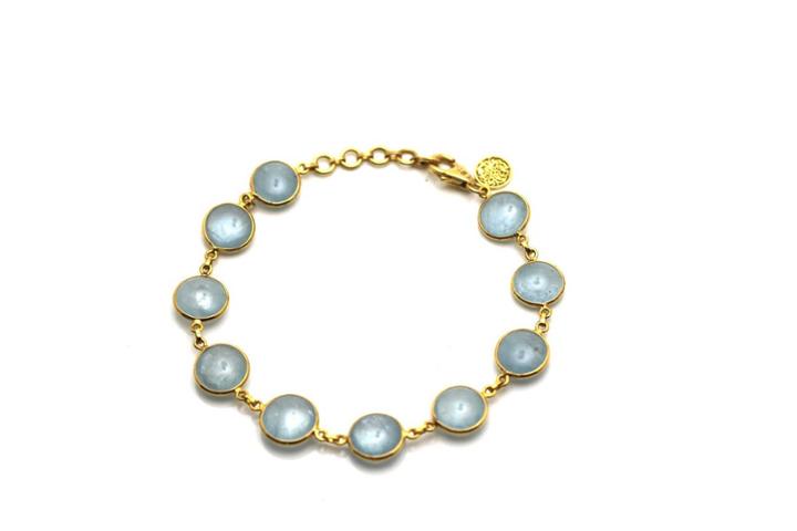 Tresor Collection - Aquamarine Smooth Round Bracelet In 18k Yellow Gold