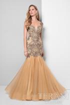 Terani Evening - Embroidered Cap-sleeve Trumpet Gown 1712gl3566
