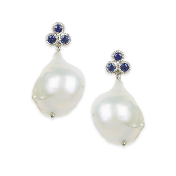 Elizabeth Buenaventura - Nirvana Sapphire Pearl Earrings