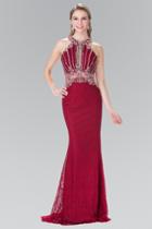 Elizabeth K - Halter Embellished Long Dress Gl2275