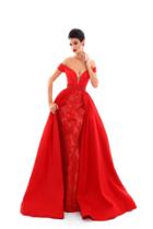 Tarik Ediz - 50309 Plunging Off Shoulder Sheath Dress