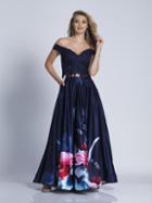 Dave & Johnny - 3101 Beaded Lace Two Piece Printed Dress