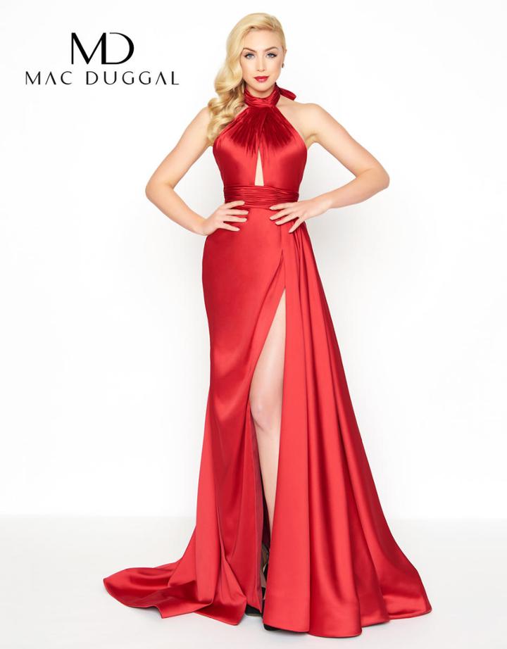Mac Duggal - 12089r High Halter A-line Gown With Slit