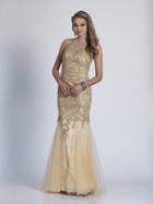 Dave & Johnny - 3344 Ornate Textured Lace Trumpet Gown