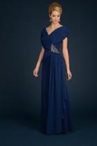 Daymor Couture - Ruched V Neck A Line Long Gown 70102
