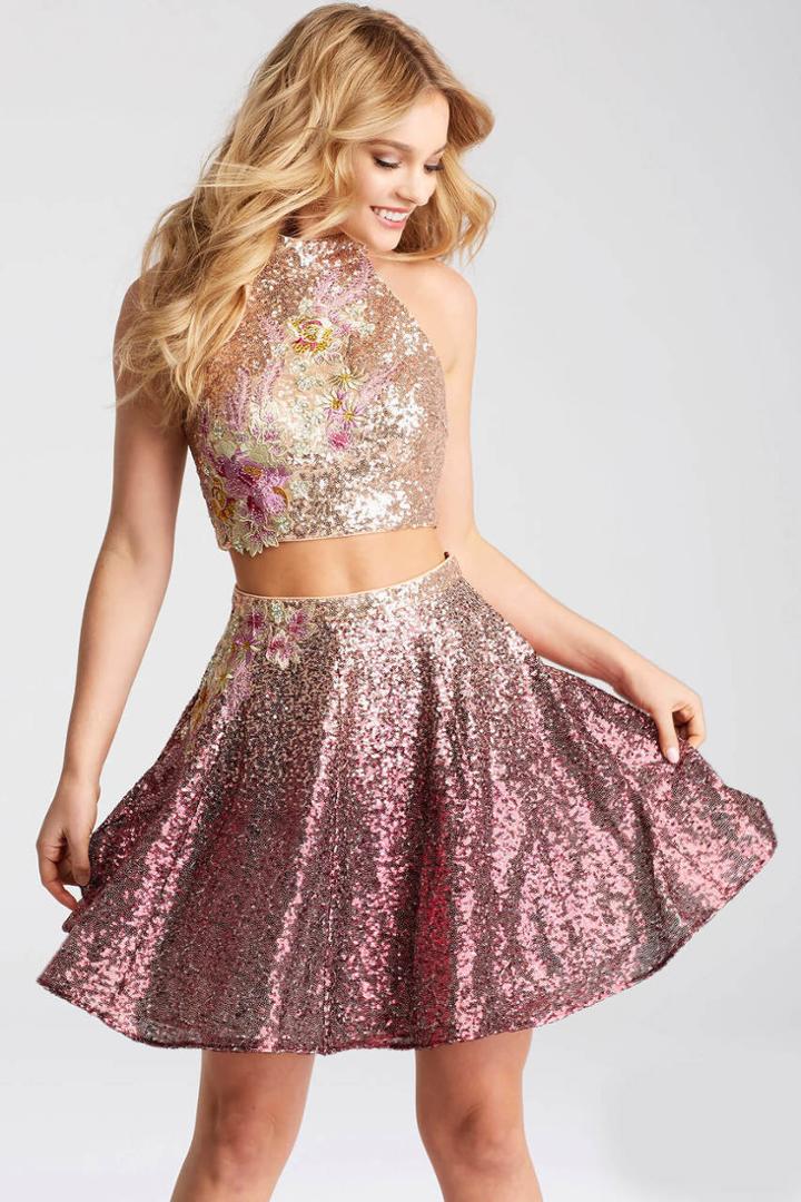 Jovani - Jvn54472 Two-piece Fit And Flare Short Dress