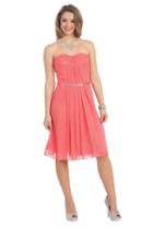 Short Chiffon Dress With Ruched Top And Satin Embellished Waist